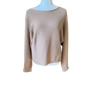 Reformation Taupe Ribbed Scoop Neck Sweater